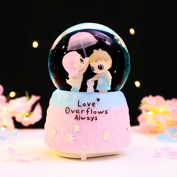 Fairy-tale snow globe with music and light