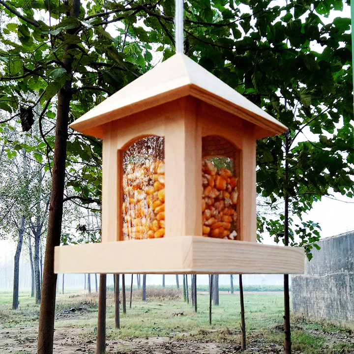 Wood Bird Feeder Station for Hanging