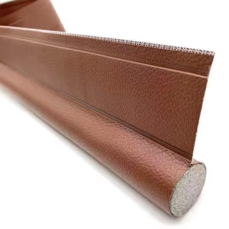 Self-adhesive door bottom seal made of leather