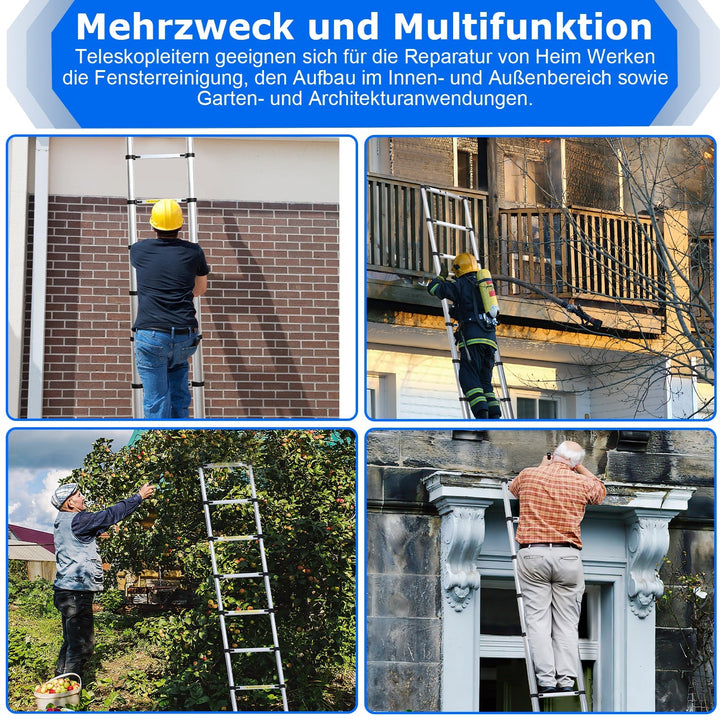 Telescopic Ladder Aluminum Load capacity up to 150kg 2.6m-5m | Stornfield