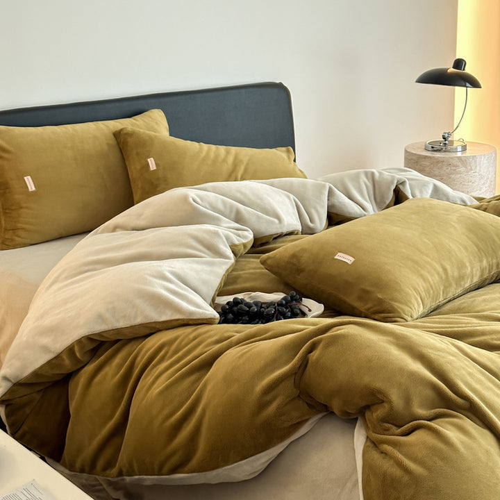 Milk fiber bedding set, solid colors, 4-piece