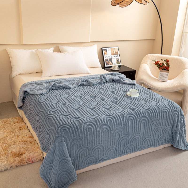 Padded living room blanket with jacquard pattern
