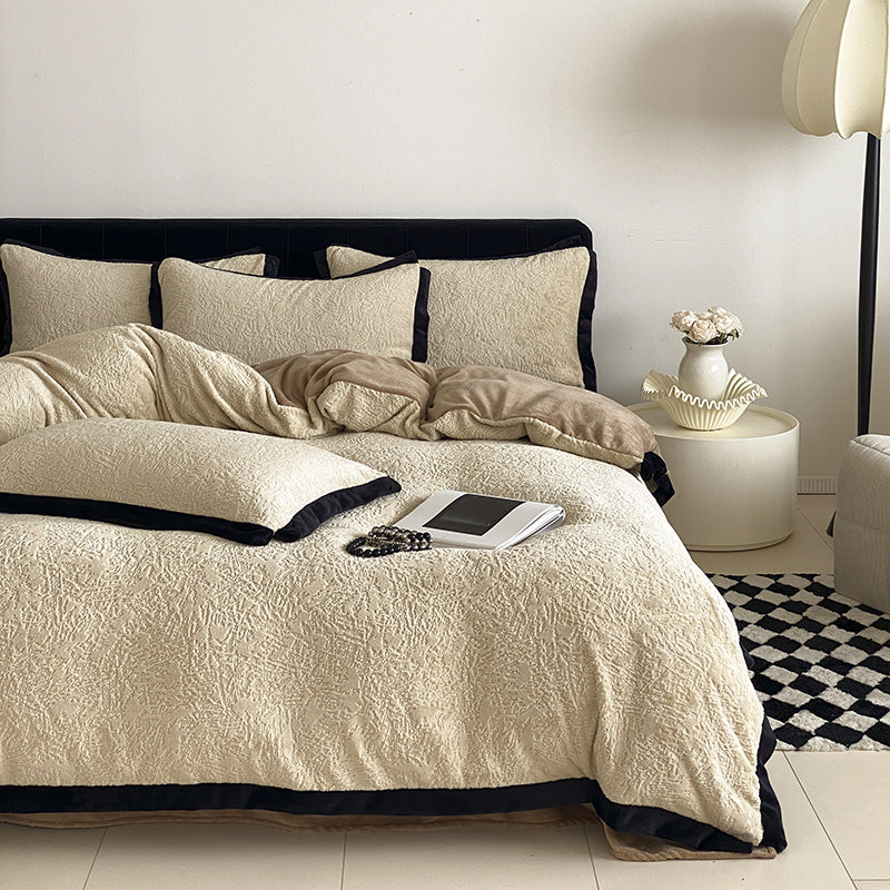 Milk fleece bedding set, French style, winter