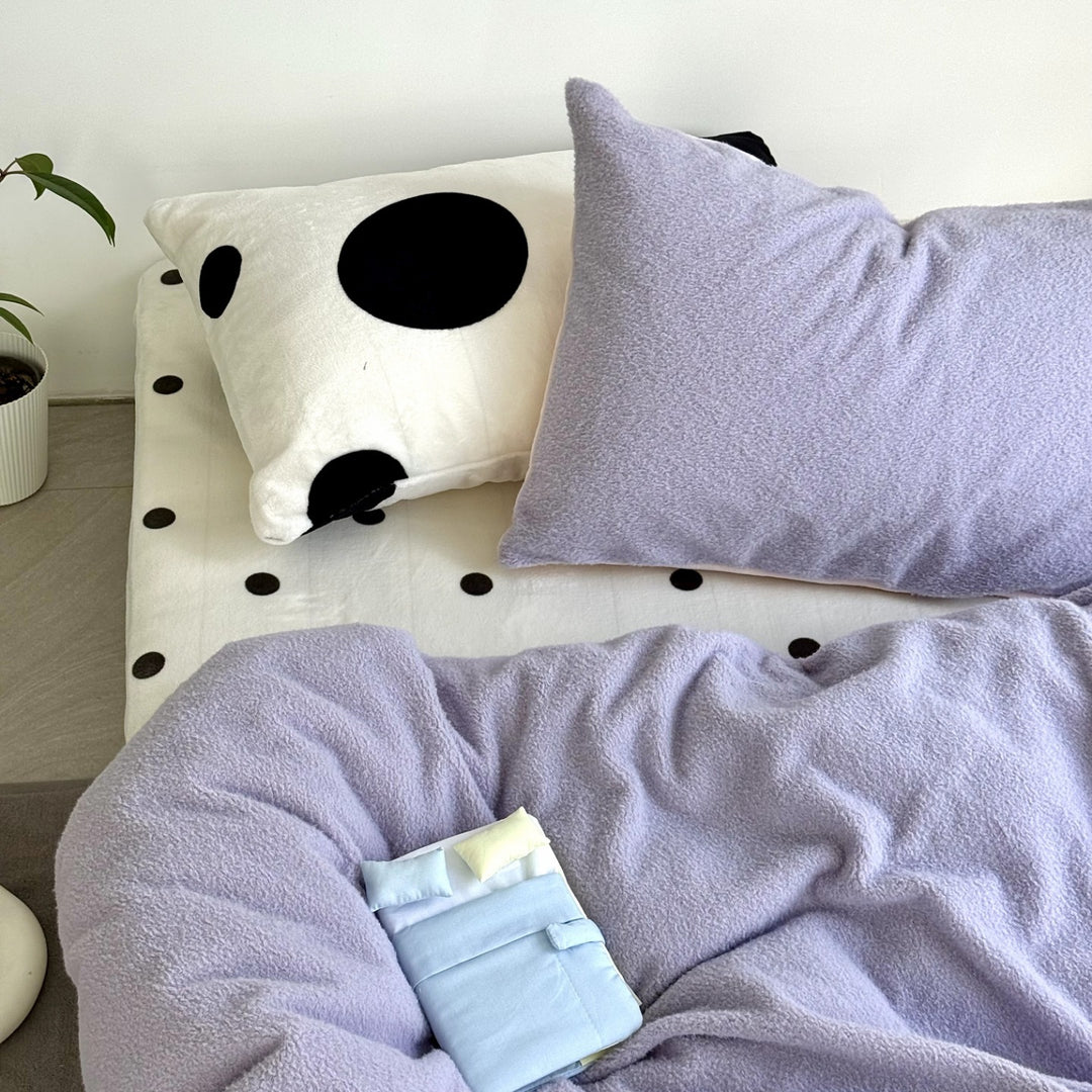 Milk fiber fleece bedding set, solid color, soft