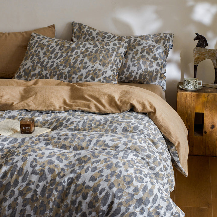 Cotton bedding set, 4-piece, jacquard pattern, retro design