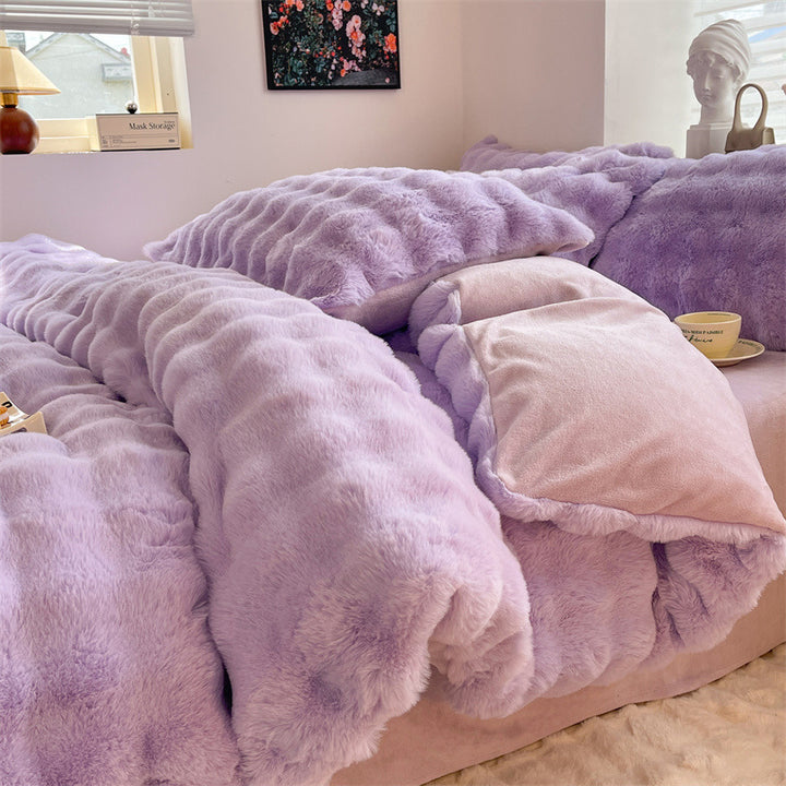 Winter bedding set made of milk fiber fleece, extra thick