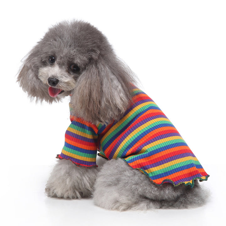 High-collar sweatshirt for dogs, stripes, polyester-cotton