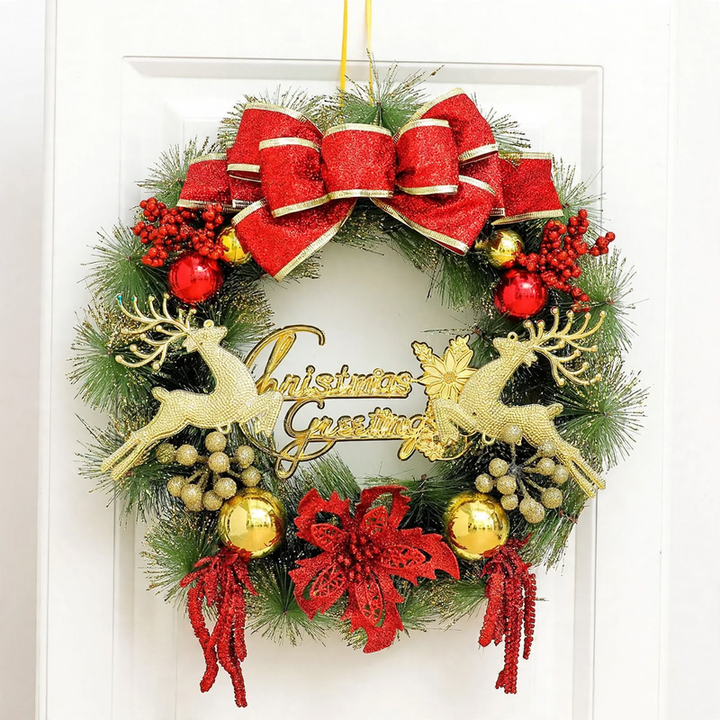 Illuminated Christmas wreath with hanging
