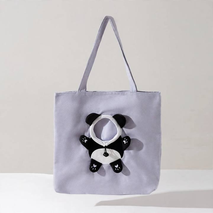 Pet transport bag made of canvas with animal motif