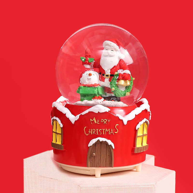 Christmas snow globe with music and light