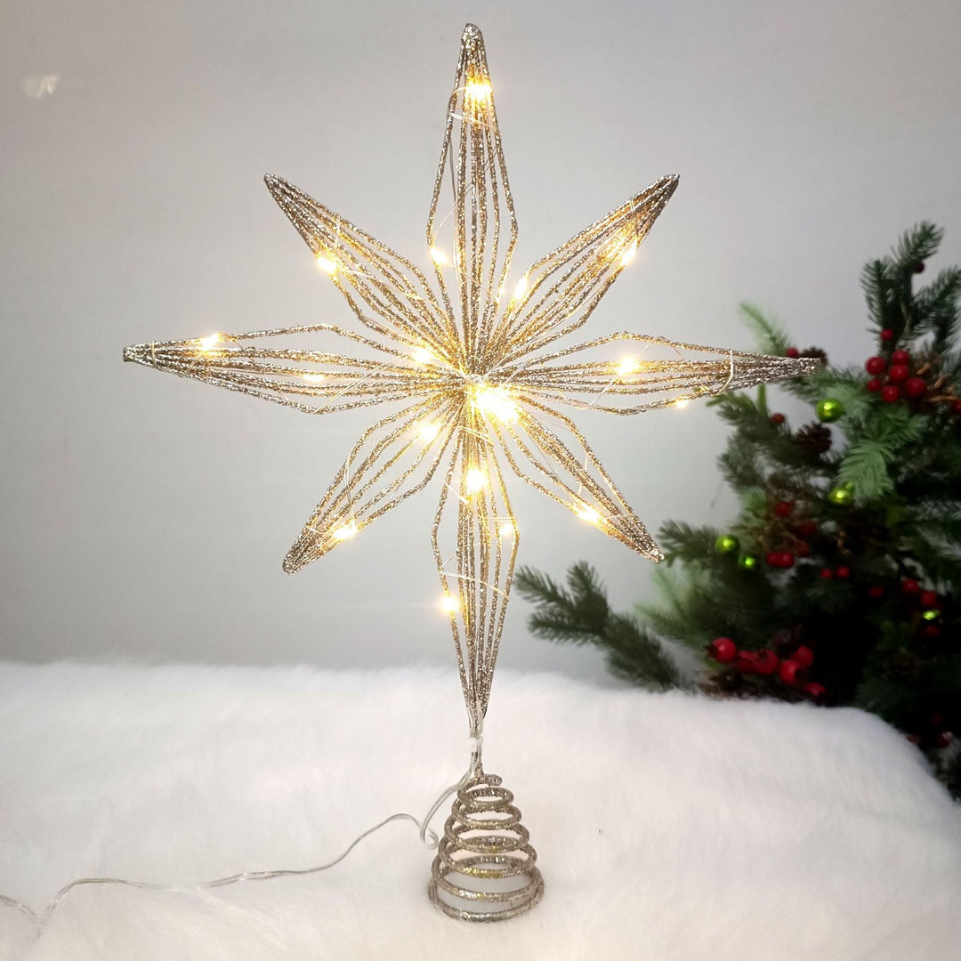 Illuminated Christmas tree star made of iron