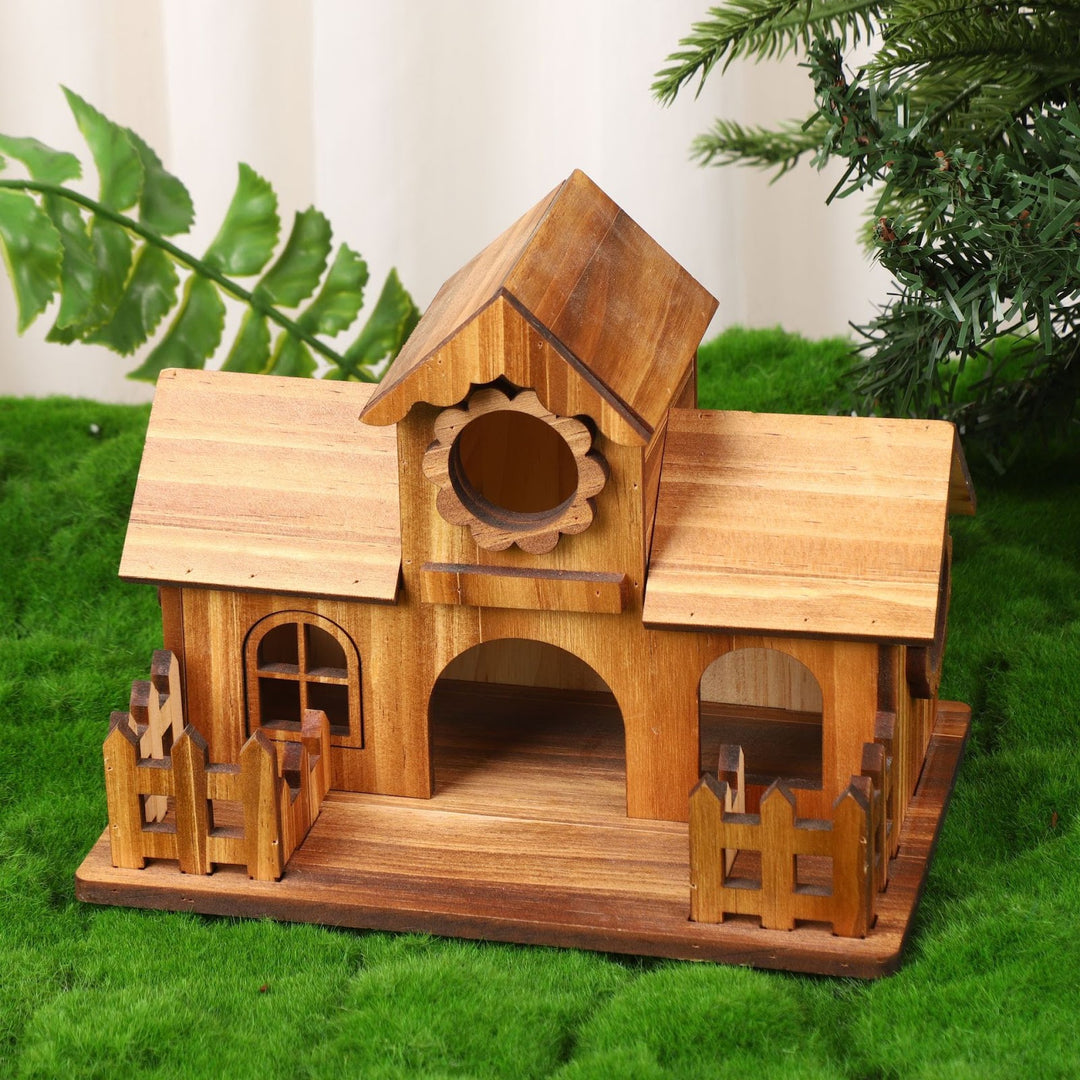 Hanging birdhouse made of pine wood