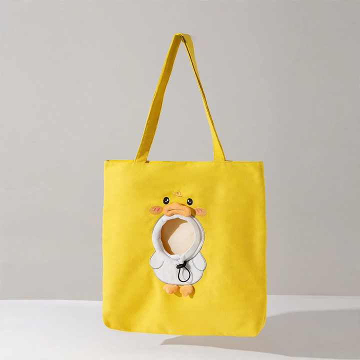 Pet transport bag made of canvas with animal motif
