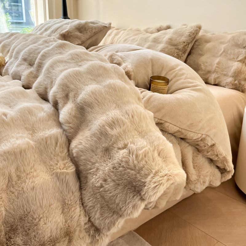 Winter bedding set made of thick milk fiber fleece