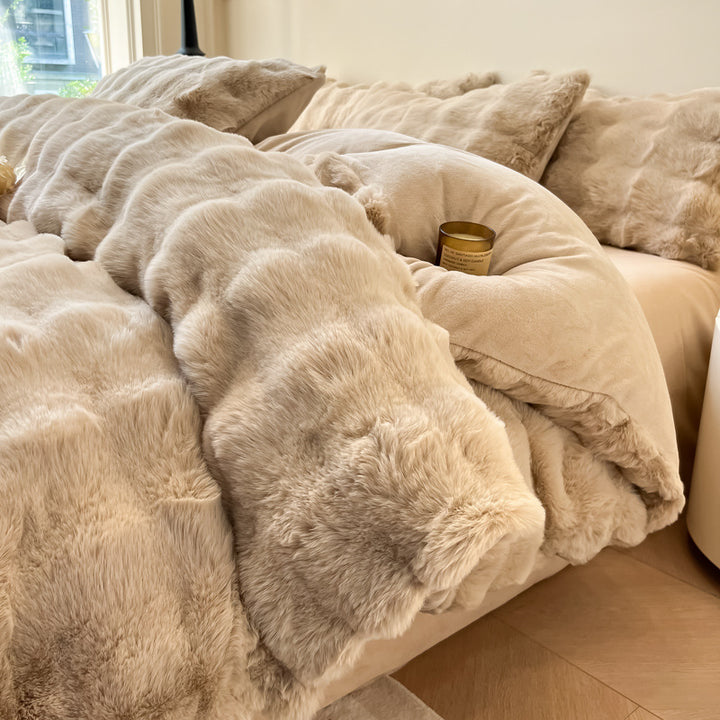 Winter bedding set made of thick milk fiber fleece