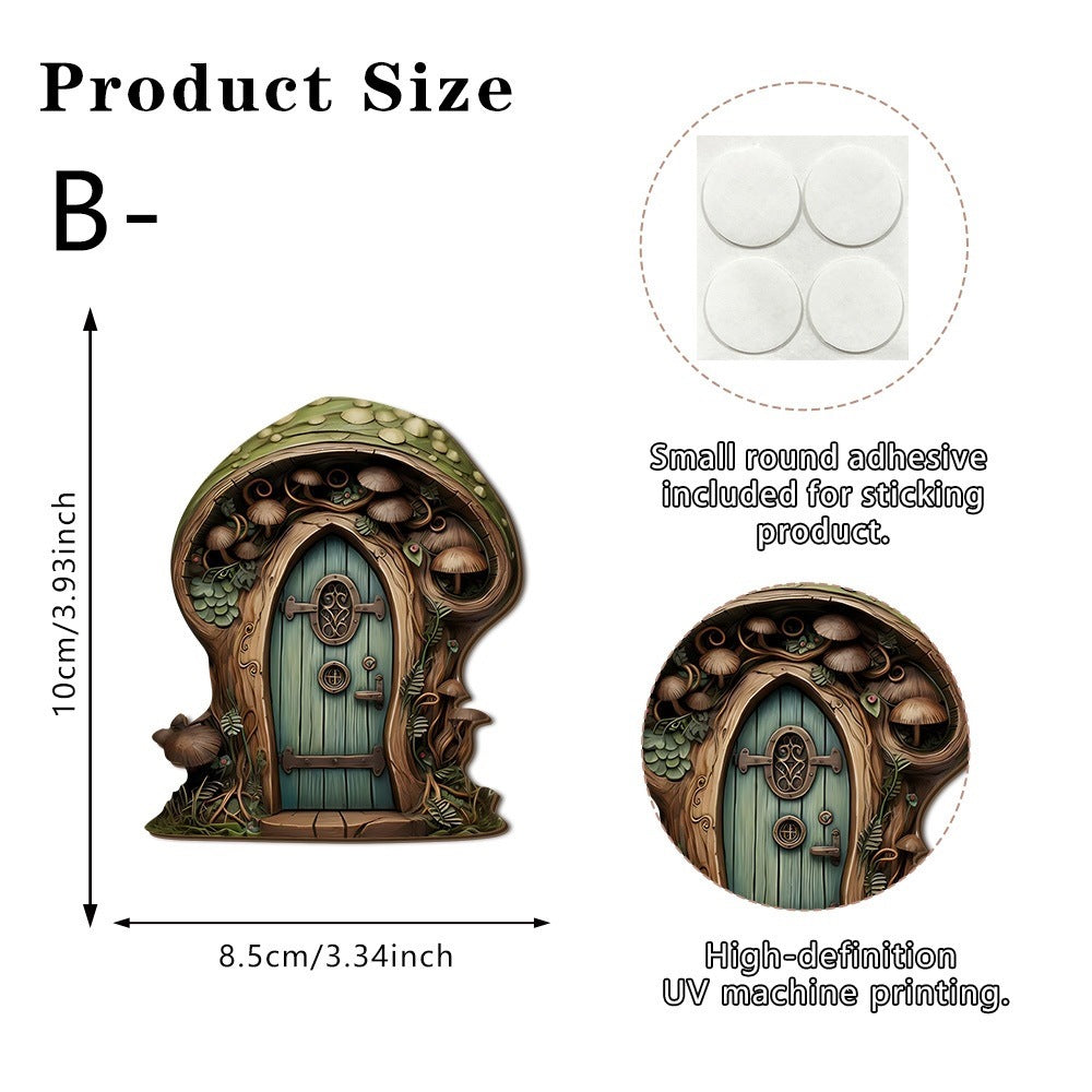 Decorative miniature fairy door made of wood for plants and gardens