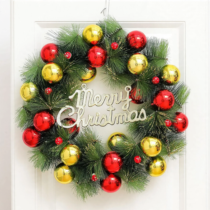 Illuminated Christmas wreath with hanging