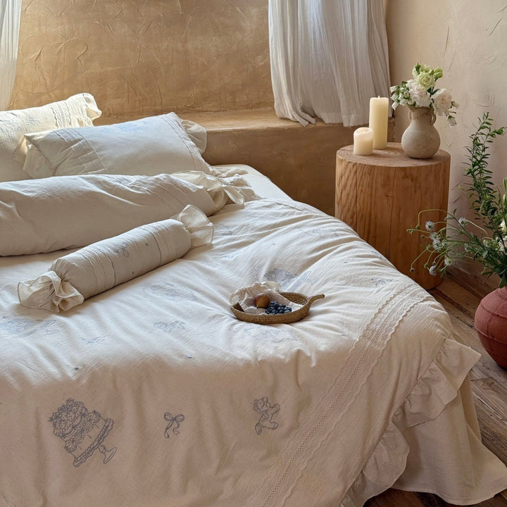4-piece bedding set made of cotton-linen blend