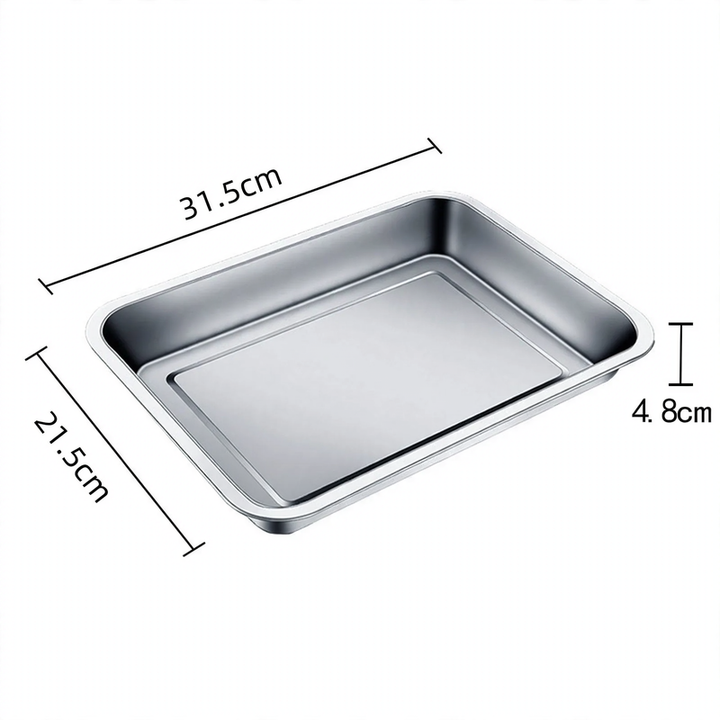 Stainless steel serving tray, square