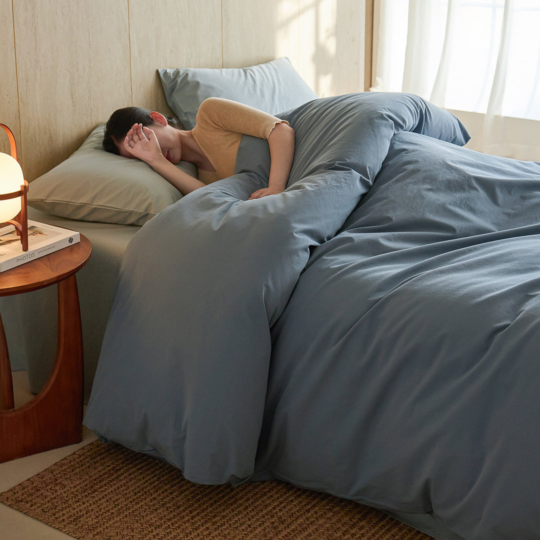 Long-staple cotton bedding set, sand washed
