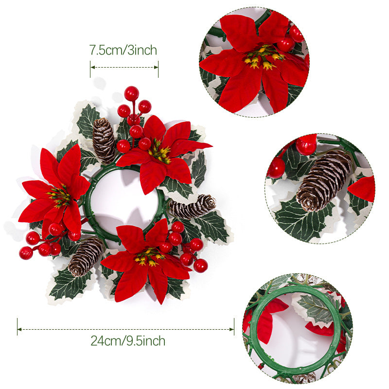 Decorative Christmas wreath for candles and bottles