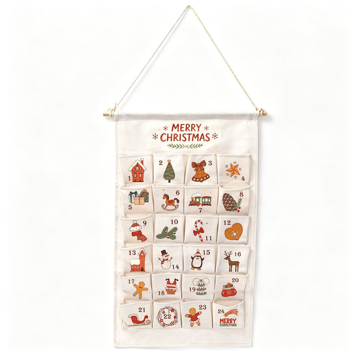 Christmas Advent calendar made of fabric with 24 pockets