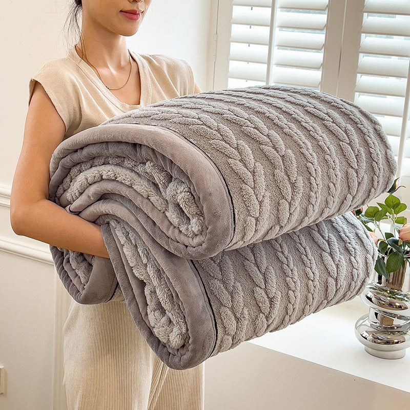 Milk fiber fleece throw blanket with ear pattern, various sizes