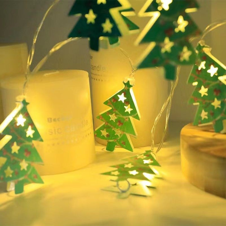 Decorative LED string lights with iron elements