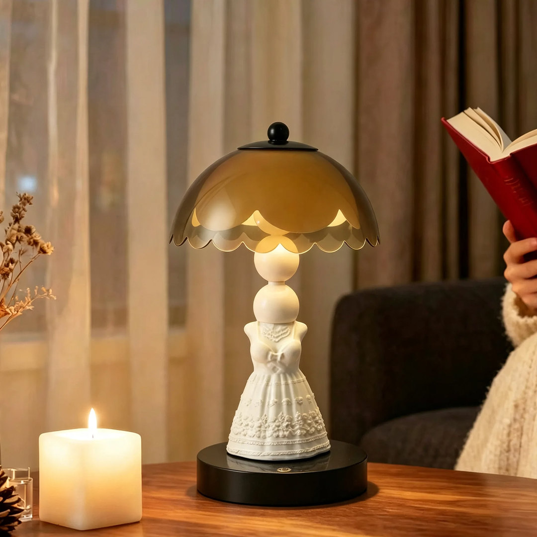 Table lamp with relief dress design made of ABS