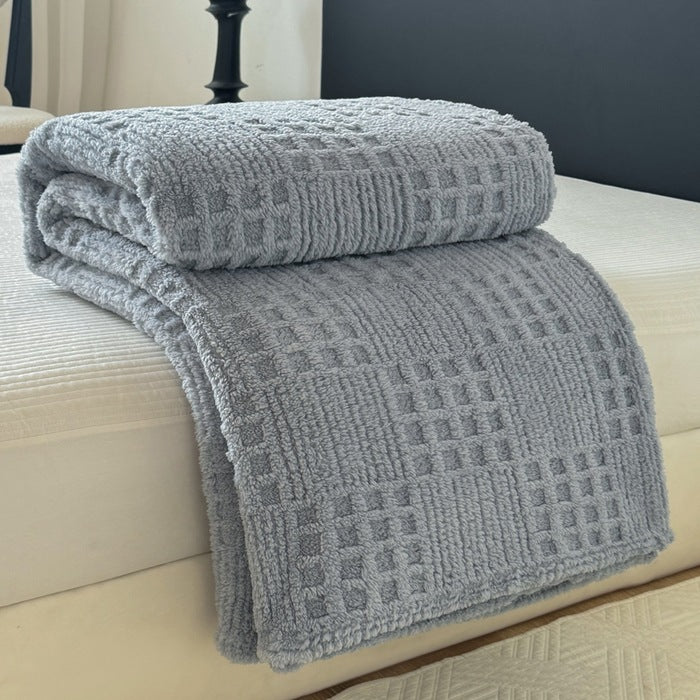 Fluffy coral fleece blanket for relaxing breaks