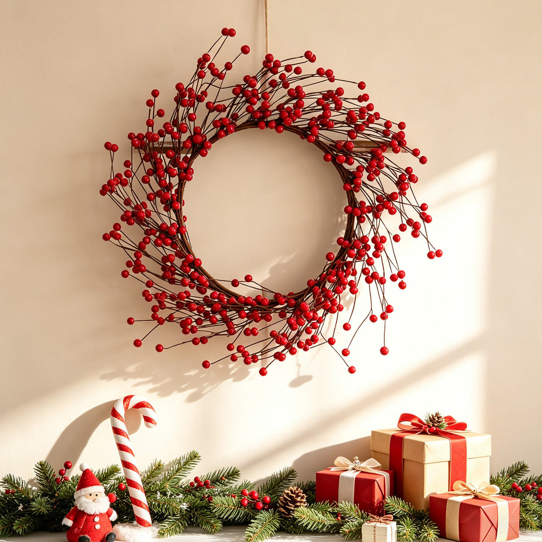 Christmas wreath with red berries