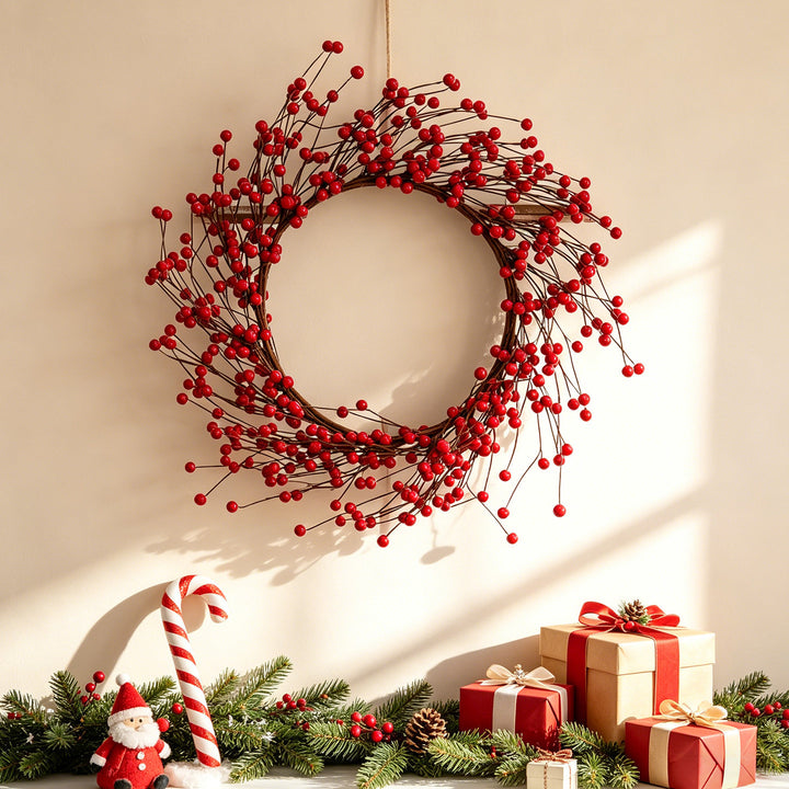 Christmas wreath with red berries