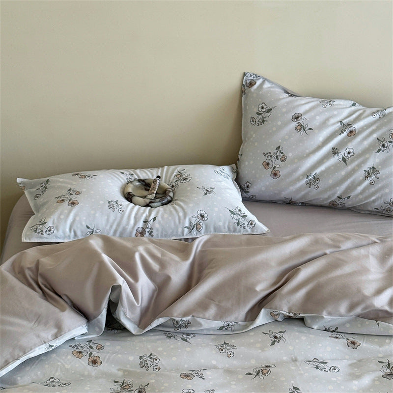 Bedding set made of long-staple cotton, floral pattern