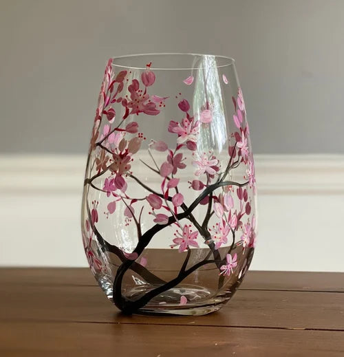 Stornfield | Hand Painted Four Seasons Tree Wine Glasses | Unique Art