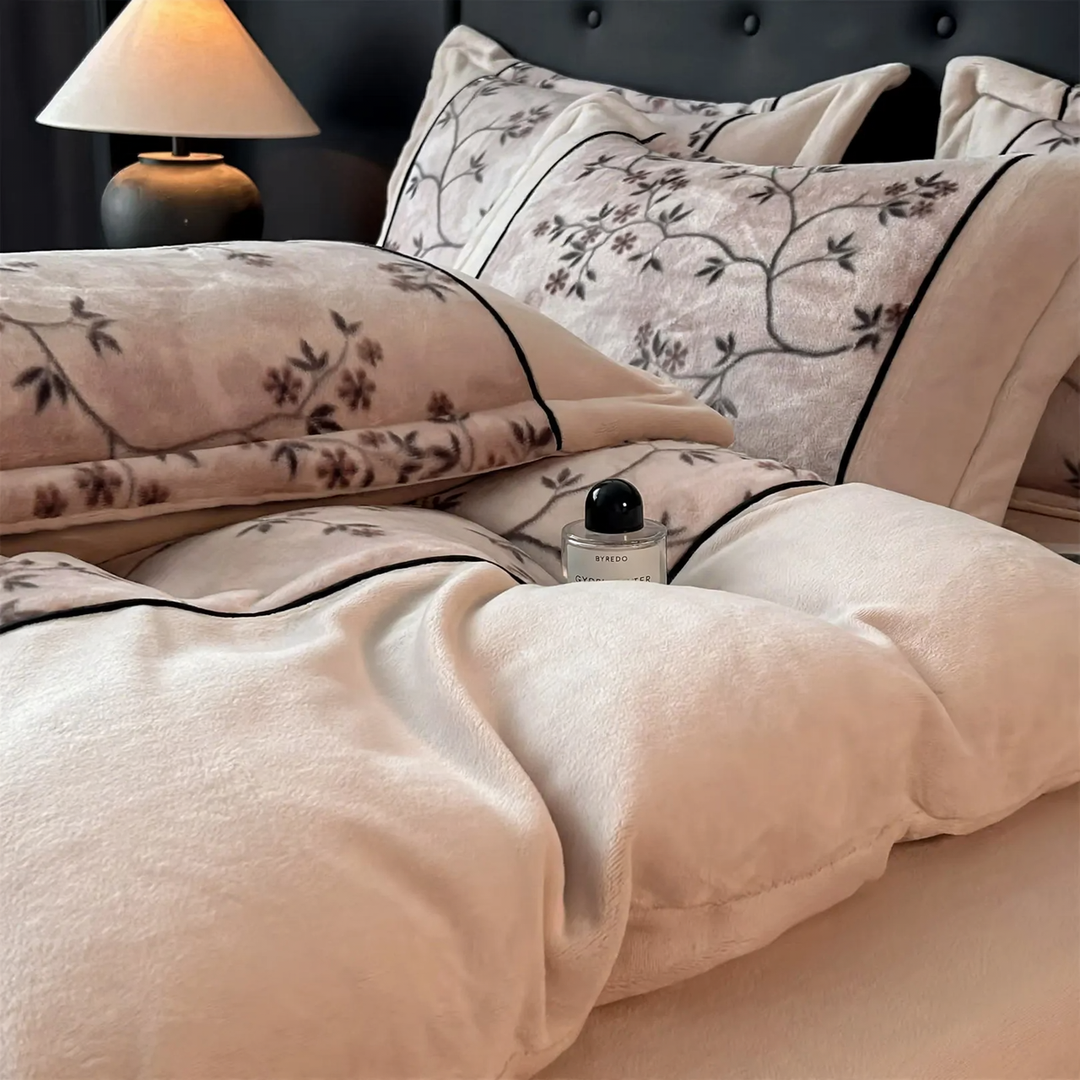 Milk fiber fleece bedding set, French luxury style