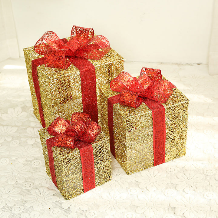 Illuminated Christmas Gift Box Set made of Iron