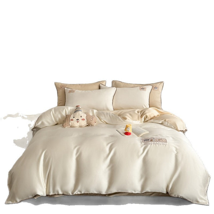 Soft Tencel bedding set, Class A, with cartoon embroidery