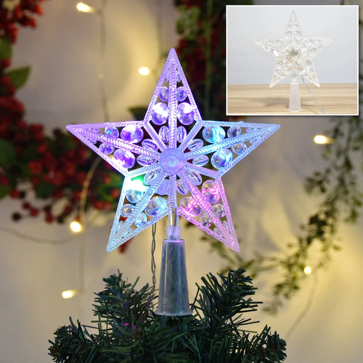 Transparent LED Christmas tree topper star made of acrylic