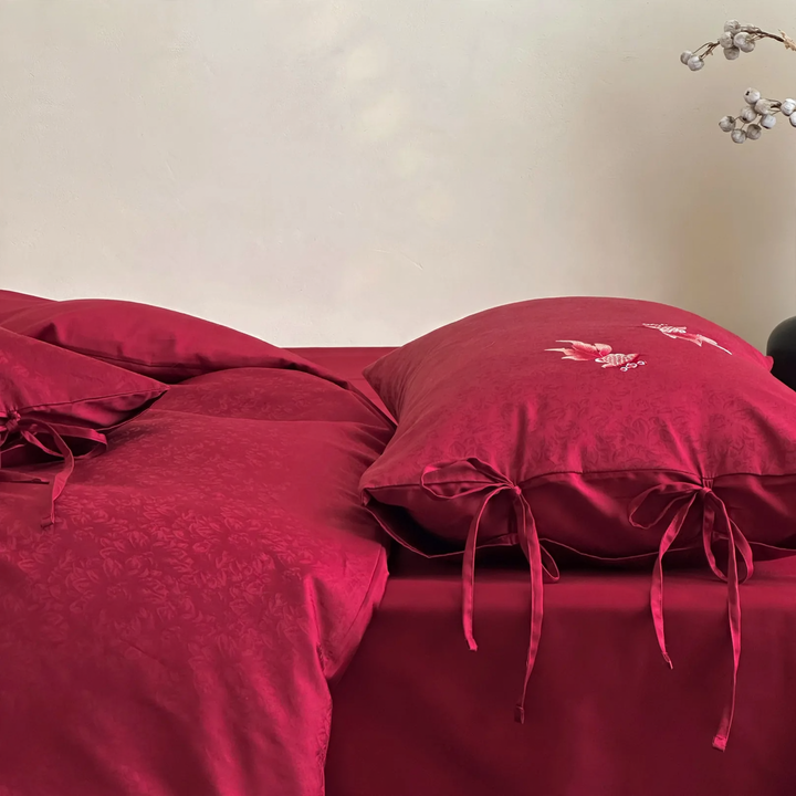 4-piece bed linen set, 100s long-staple cotton, embroidered