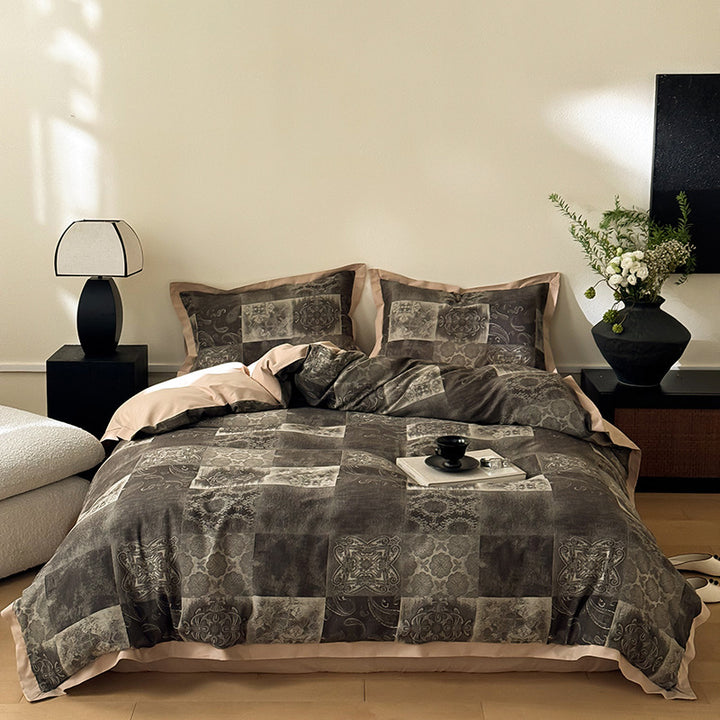 Cotton bedding set, brushed, with jacquard pattern
