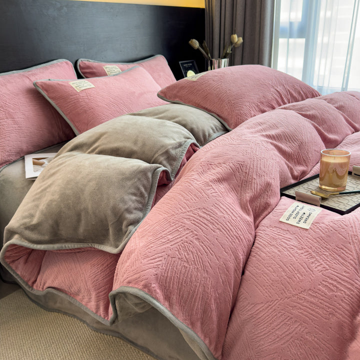 Milk fiber bedding set, 4-piece, double-sided