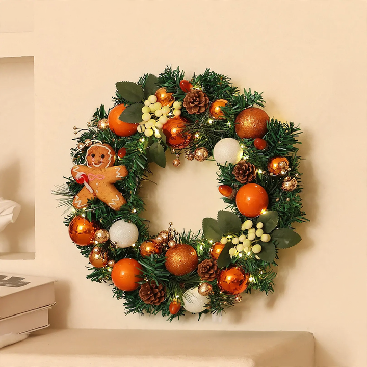Decorative Christmas wreath made of silk flowers