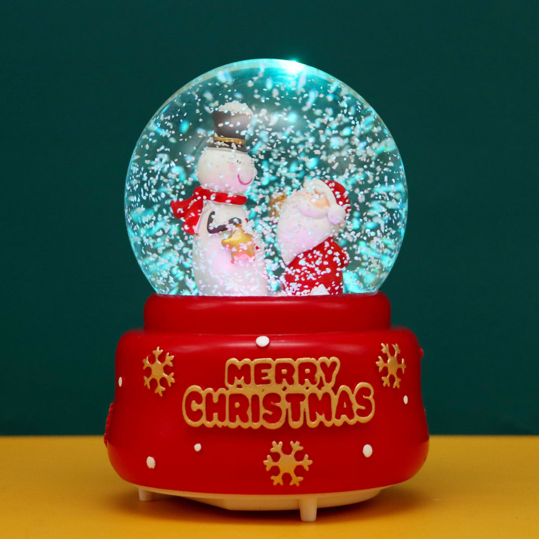 Decorative snow globe music box with light and music