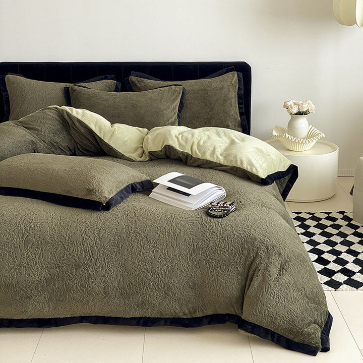 Milk fleece bedding set, French style, winter