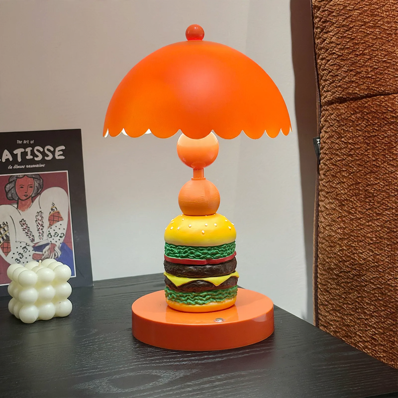 Hamburger table lamp with decorative function