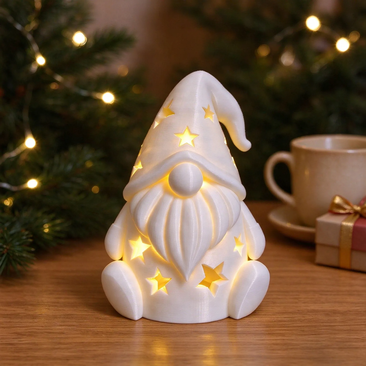 Christmas gnome made of resin with star pattern for LED tea lights