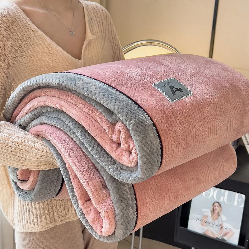 Double-layer milk fiber fleece blanket, cuddly and warm