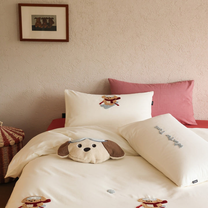 Cotton bed linen set, 4-piece, cartoon embroidery