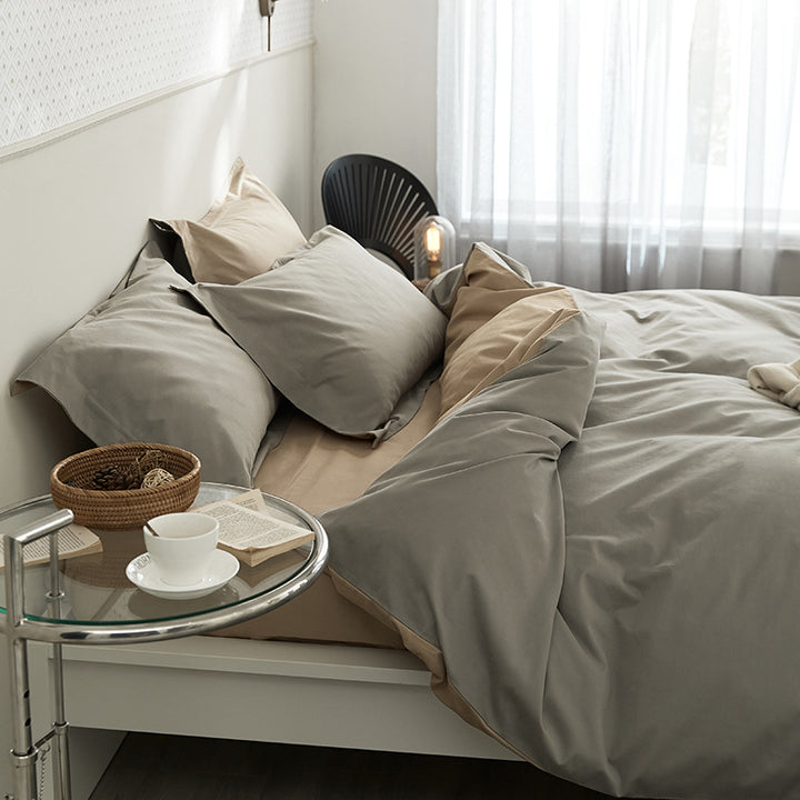 Bedding set, 4-piece, cotton, flock print