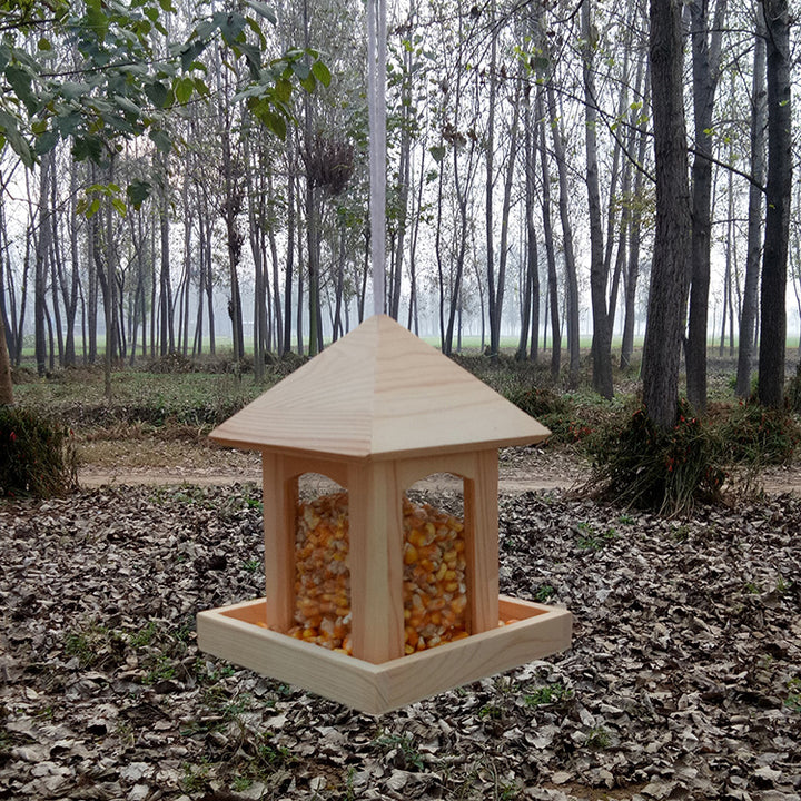 Wood Bird Feeder Station for Hanging